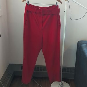 Belted High Waisted Dress Pants